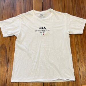 Vintage FILA Men's White T-Shirt with Embroidery Size Medium